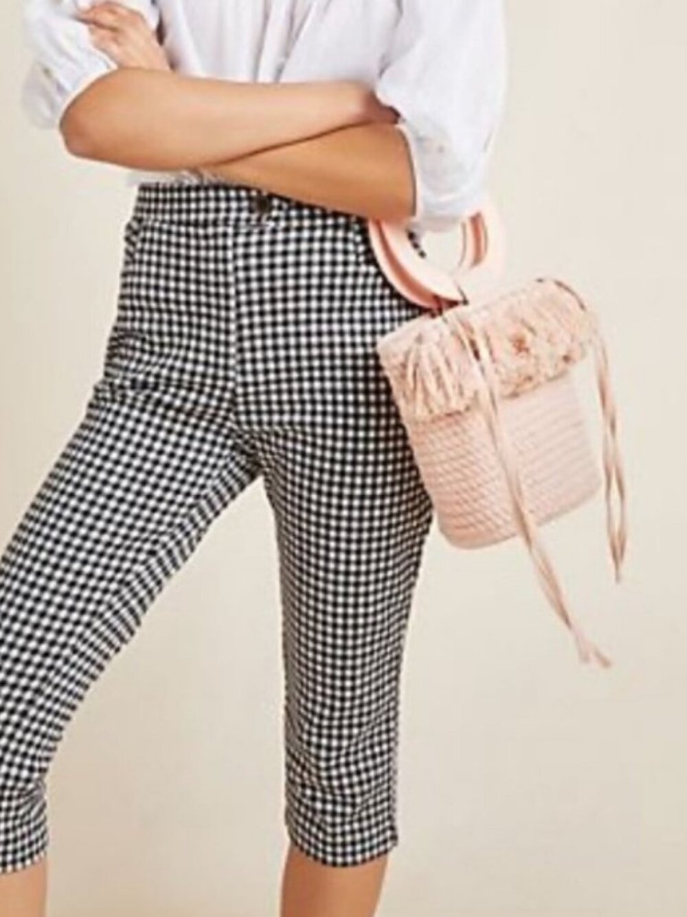 Anthropologie Gingham Pedal Pusher Pants Size 2